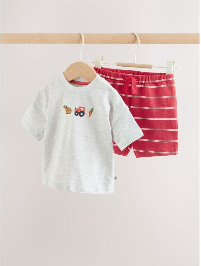 Next - Jongens - Setje met topje en short voor baby’s - Grijs