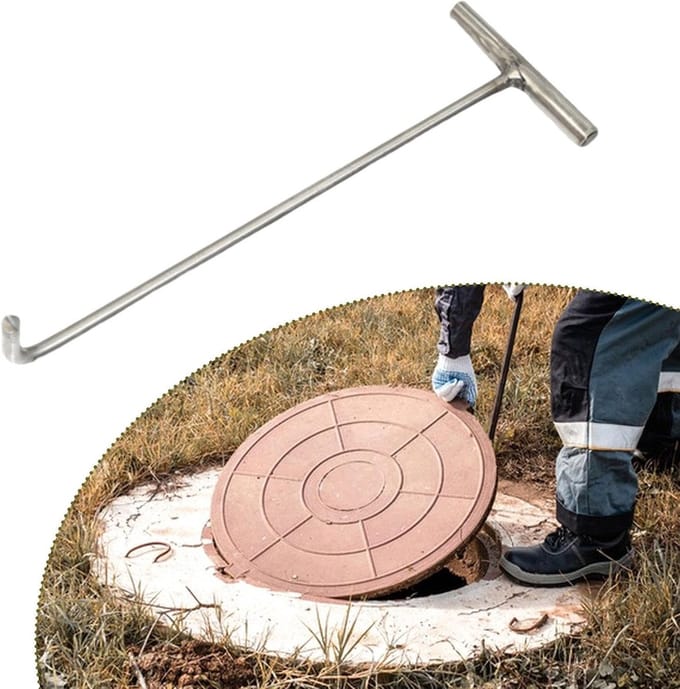 Puthaak Tool - T-vormige Haak - Putdeksels Lichten - Ergonomisch Ontwerp - 68-88cm Lengte