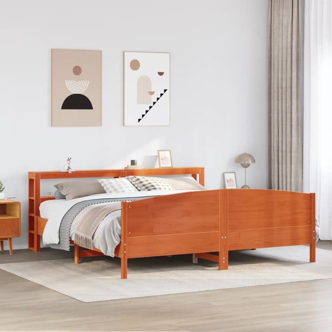 vidaXL - Bedframe - zonder - matras - massief - grenenhout - wasbruin - 200x200 - cm