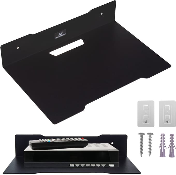 Maclean - TV plank - TV-wandplank voor tunerdecoder - tot 5kg - Zwart