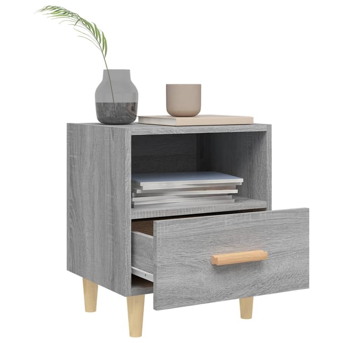 vidaXL - Nachtkastje - 40x35x47 - cm - grijs - sonoma - eikenkleurig