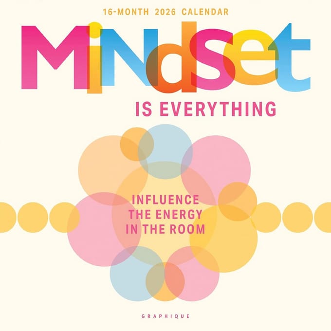 Wandkalender 2026 Mindset Is Everything | Groot Maandrooster 30x30 cm | Dik Papier | Organizer voor Thuis & Kantoor