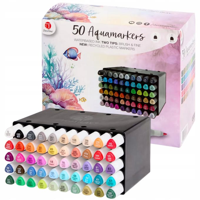 DecoTime Aquarel Markers - Dubbele Stiften, 50 Kleuren