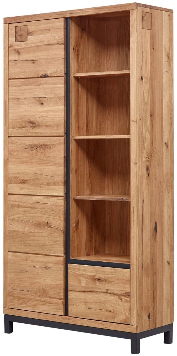 MASSIVMOEBEL24.DE wilde eik boekenkast blank massief hout 100x40x200 cm (BxTxH) geolied gemonteerd VILLANDERS volledig massief #139
