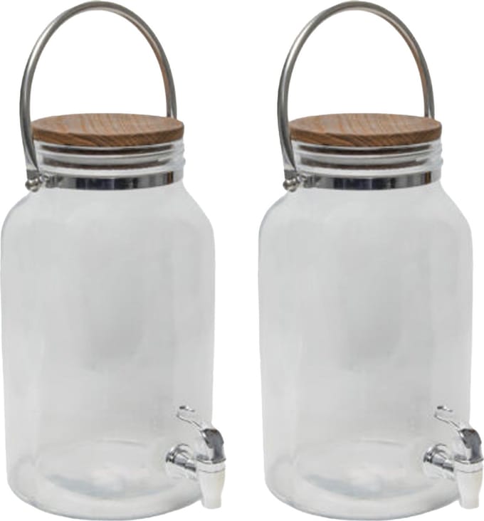 Svenska living Limonade/drankdispenser - 2x - 6L - glas - 18 x 21 x 31 cm