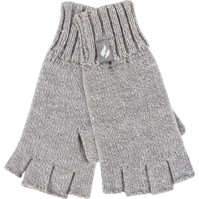 Heat Holders - Solide gebreide vingerloze dameshandschoenen - Grijs