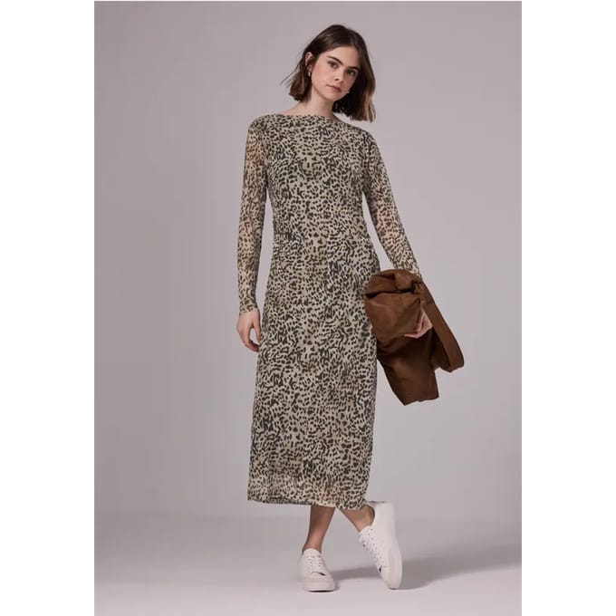 Mesh jurk met leoprint