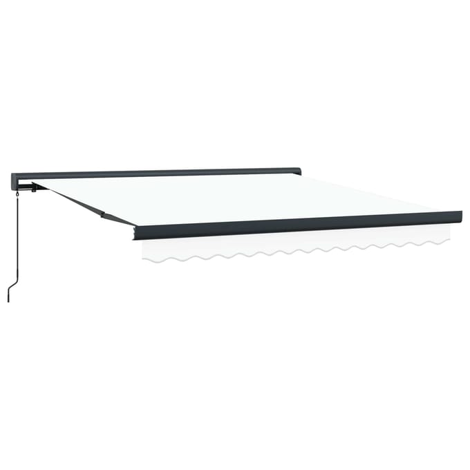 vidaXL - Uitschuifbare - luifel - Wit - 350 - x - 250 - cm - Canvas - en - Aluminium