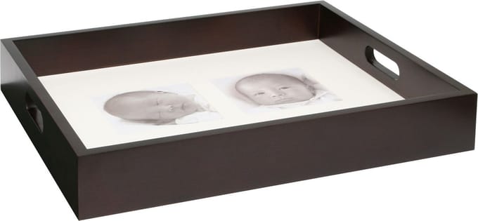 Deknudt Frames dienblad PLAC3 - bruin - hout - 2 foto's 13x13 + tekst