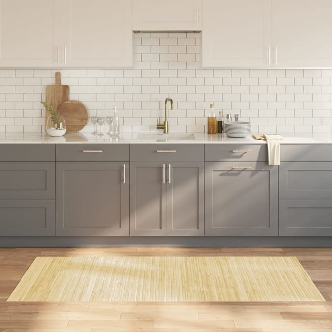 vidaXL - Vloerkleed - rechthoekig - 80x200 - cm - bamboe - lichtnaturel