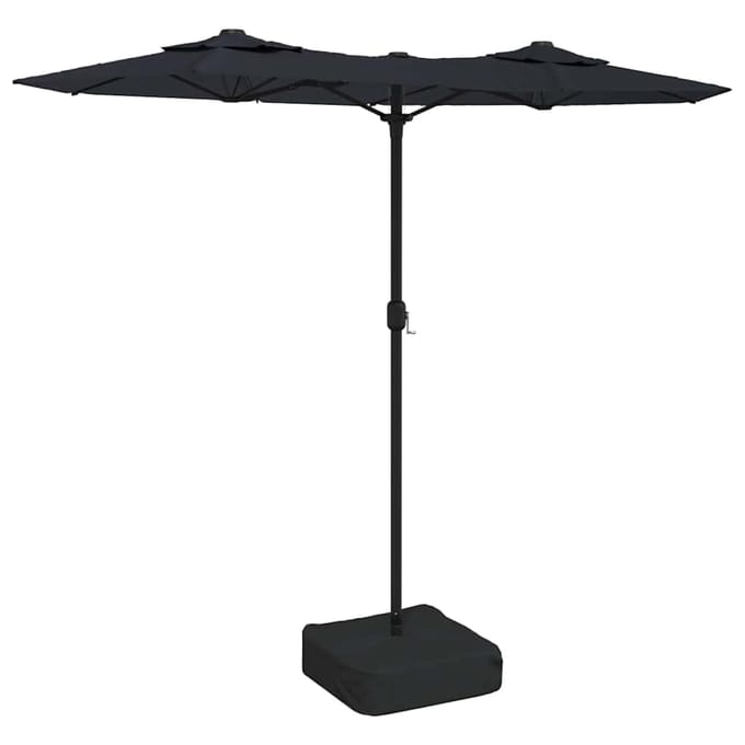 vidaXL - Parasol - dubbel - dak - met - LED's - 316x145 - cm - zwart