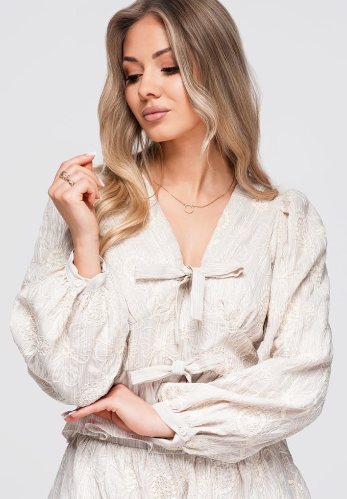 OMBRE Blouse - Regular Fit - Katoen - Lange Mouw Beige M