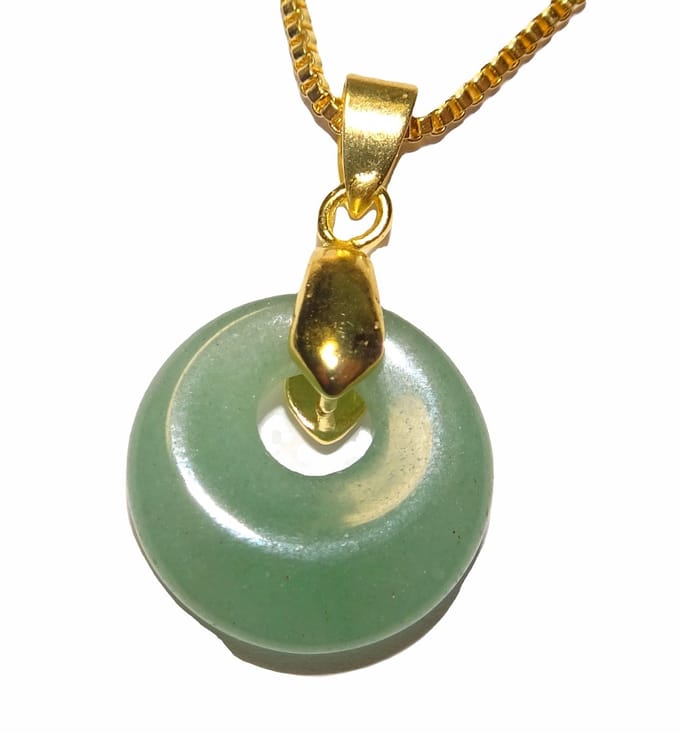 Aventurijn Mini Donut Hanger Verguld
