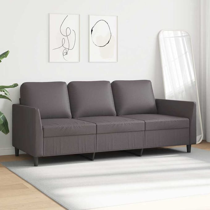 vidaXL - Driezitsbank - 180 - cm - kunstleer - grijs