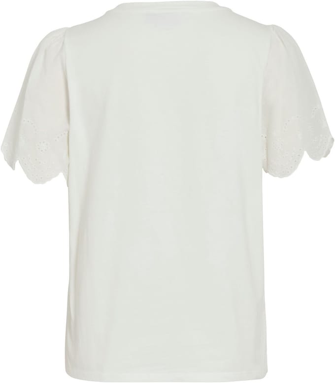 VILA - VICELIANA O-NECK EMB S/S TOP - Dames - Blouses
