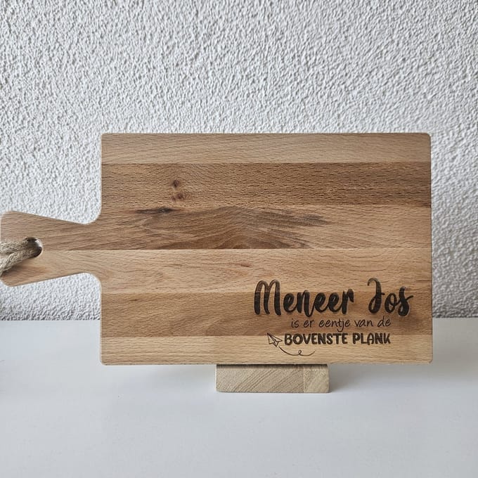 Borrelplank Meester - met naam 34 cm