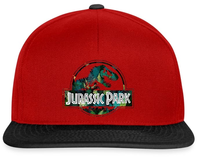 Jurassic Park Logo Met T-Rex Bladeren Ontwerp Snapback cap