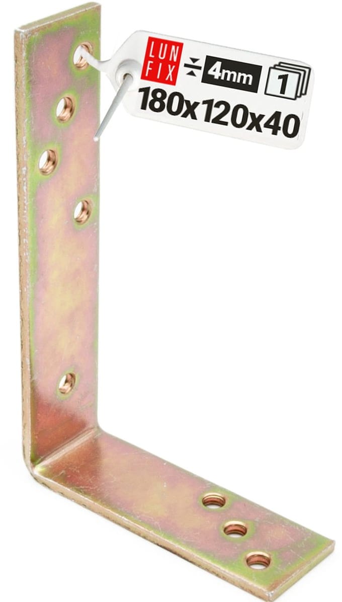 Constructiehoek - 180 x 120 mm - Hoekverbinder 90 graden - Zware hoekbreedte 40 mm - Dikte 4 mm