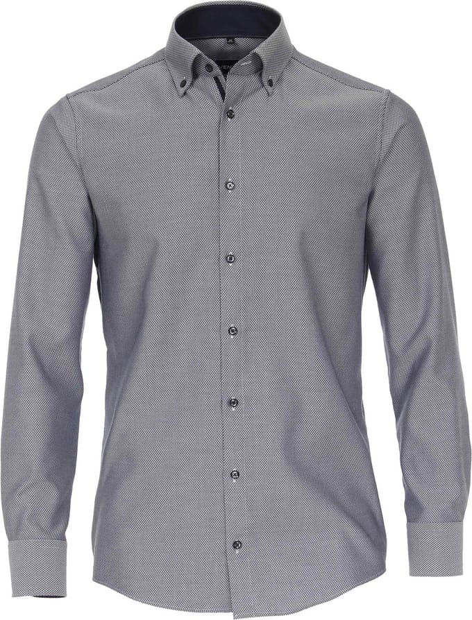 VENTI modern fit overhemd - dobby - blauw - Strijkvriendelijk - Boordmaat: 41