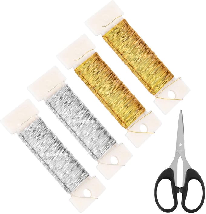 Stevig Bloemen- en Knutseldraad Set (Goud en Zilver) - 0.3 mm, 4 Rollen