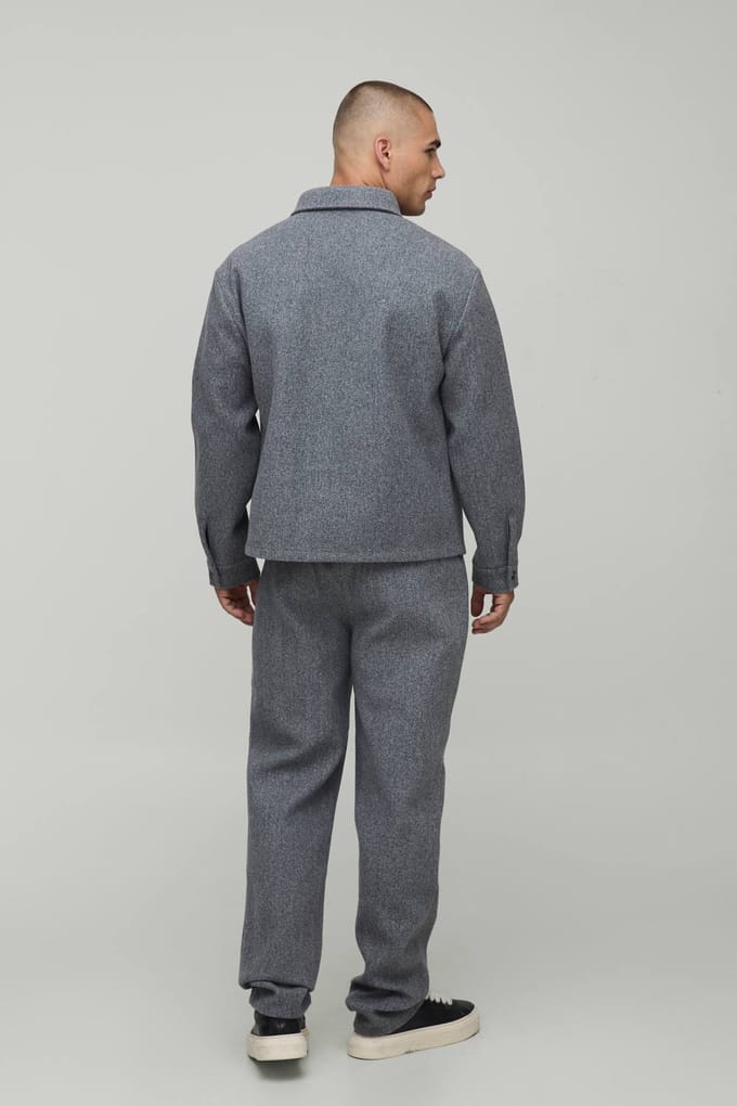 Regular Fit Geborsteld Overshirt | Grey | Size XS