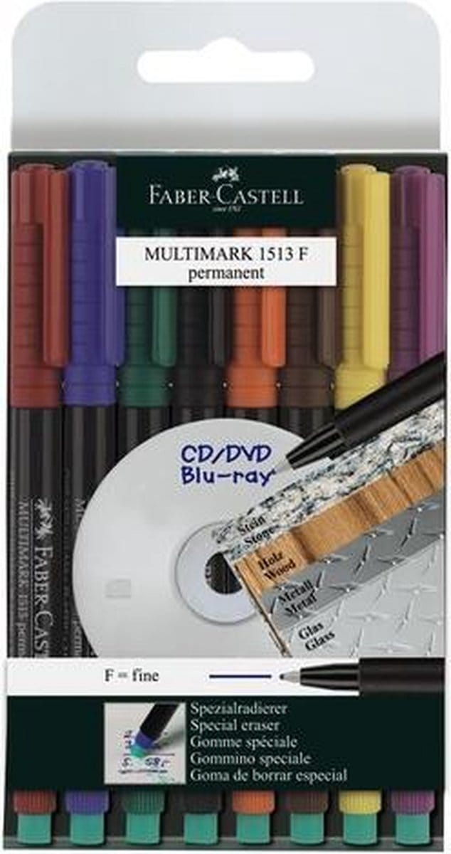 Faber-Castell multimarker - permanent - lijnbreedte F - 8 stuks - FC-151309