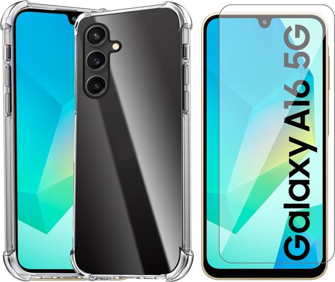 Hoesje geschikt voor Samsung Galaxy A16 - Screenprotector Glas - Shockproof Transparant