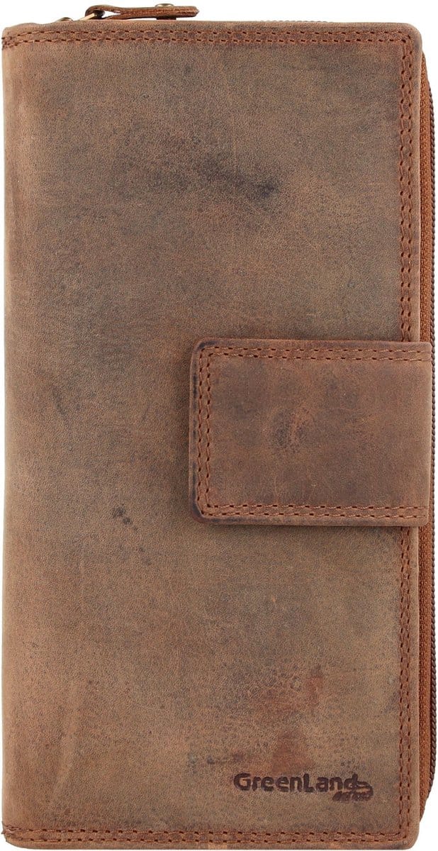 GreenLand Nature Leren Portemonnee Montenegro Long Wallet RFID Brown Bruine