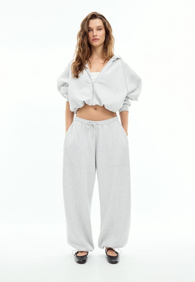 Stradivarius Barrel joggingbroek met stoppers  Grijs melange XL