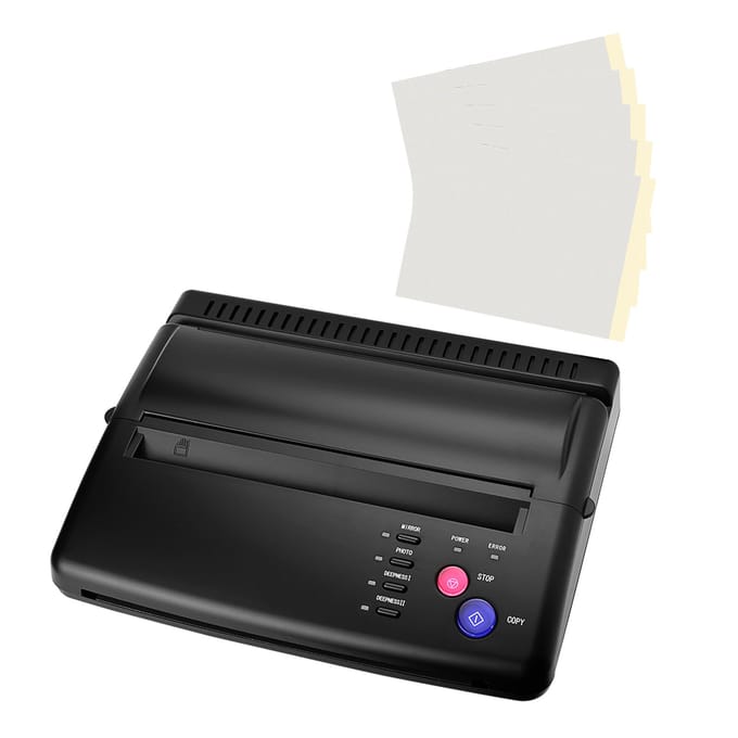 Tattoo Stencil Transfer Printer Machine met 30 stuks Tattoo Transferpapier Thermische Stencil Maker EU Plug zwart
