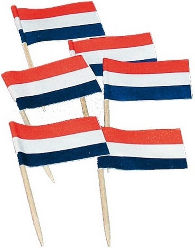 vlaggetjes Nederland 50 stuks 6,5 cm rood/wit/blauw