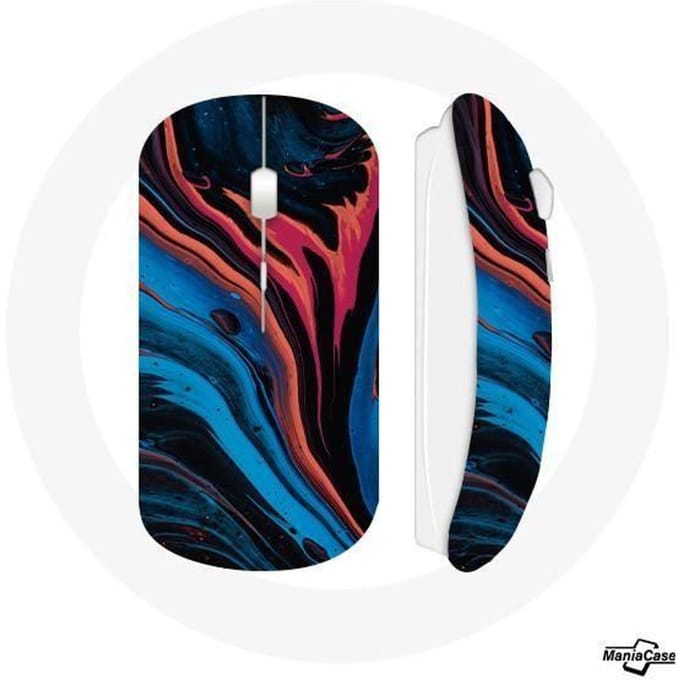 Souris sans fil - MANIACASE - Texture abstraite - Bleu, noir, rouge - USB wifi - Compatible Mac et PC