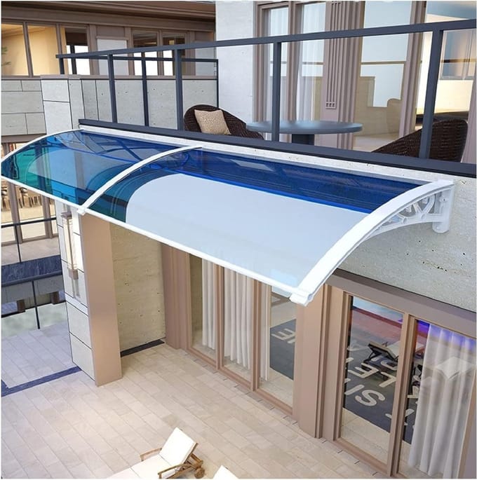 Deur Luifel - Buitendak Afdekking - Bescherming Buiten - Slagvast Polycarbonaat - 80x80cm - Blauw