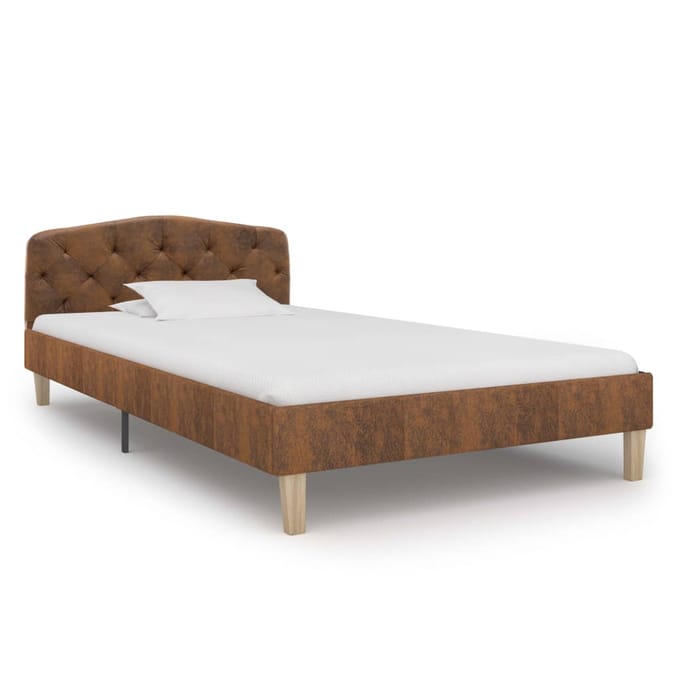 vidaXL - Bedframe - kunstsuède - bruin - 90x200 - cm