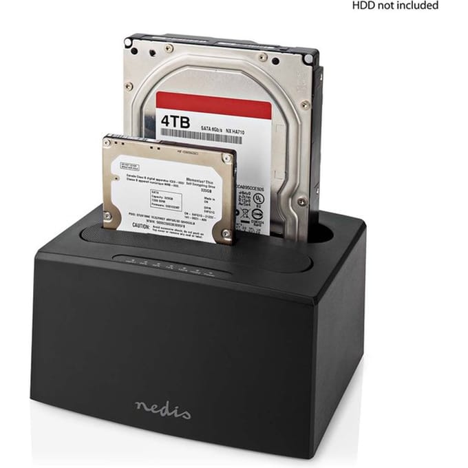 Nedis Docking Station voor Harde Schijf - USB 3.2 Gen1 - USB Type-A - 2 Schijven - 2.5 / 3.5 " - Kaartlezer - Docking - Desktop
