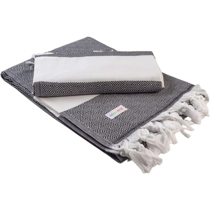 ARTG Hamamzz Marmaris Deluxe Handdoek (Zwart/Wit)
