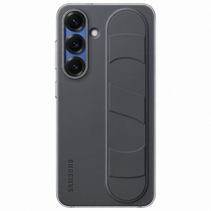 Samsung Standing Grip Cover Samsung Galaxy S25 Zwart Geïntegreerde handgreep voor mobiele telefoon, Met standfunctie