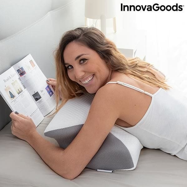 Oreiller Ergonomique - INNOVAGOODS - Viscoélastique - Soutien Cervical - Housse Lavable - 62x36x14 cm blanc