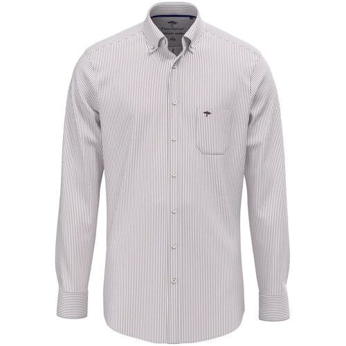 Fynch-Hatton Overhemd Striped Oxford Button-Down Deep Merlot / male