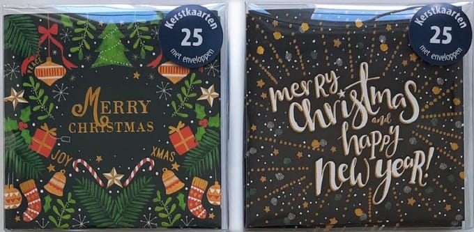 Kerstkaarten - 50 Stuks - 10 x 10 cm – Luxe Kaarten - Merry Christmas – K-128