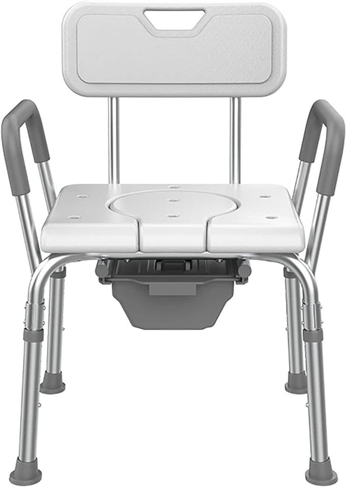 Douchestoel - Douchekruk Bedcommode - Veilig Douchen - Verstelbare Hoogte - 300 lbs draagvermogen - Wit