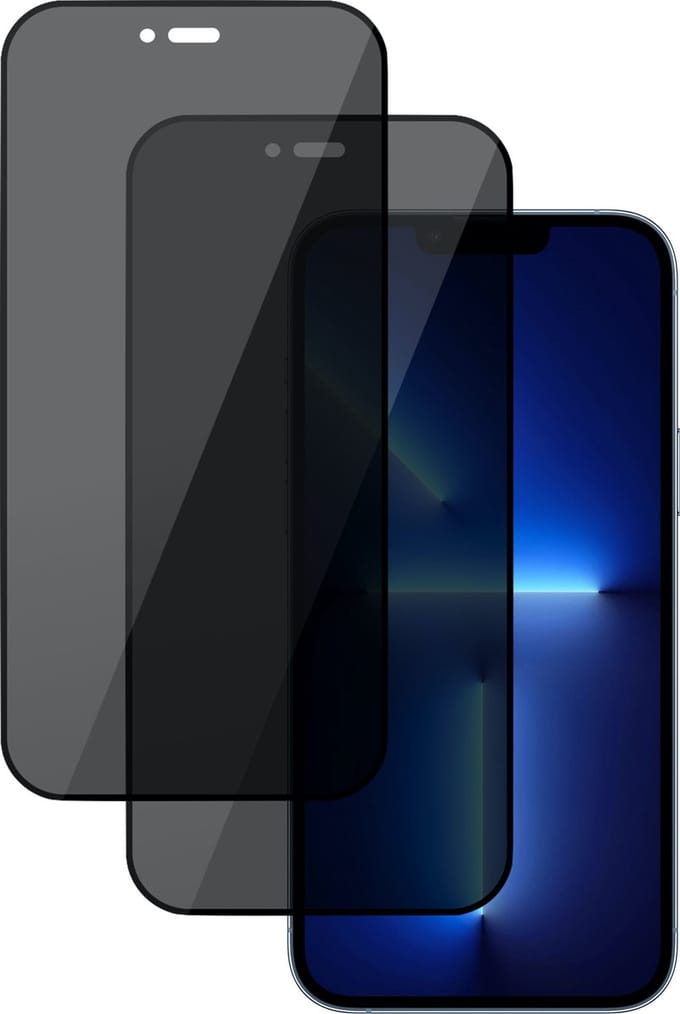 2x Privacy Screenprotector geschikt voor Glas voor Apple iPhone 13 - Beschermglas Screen Protector Glas