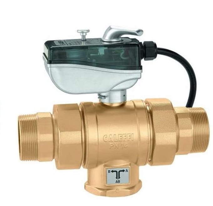 Caleffi 638 drieweg mengkraan 1" gemotoriseerd 24V voor T boring 638165