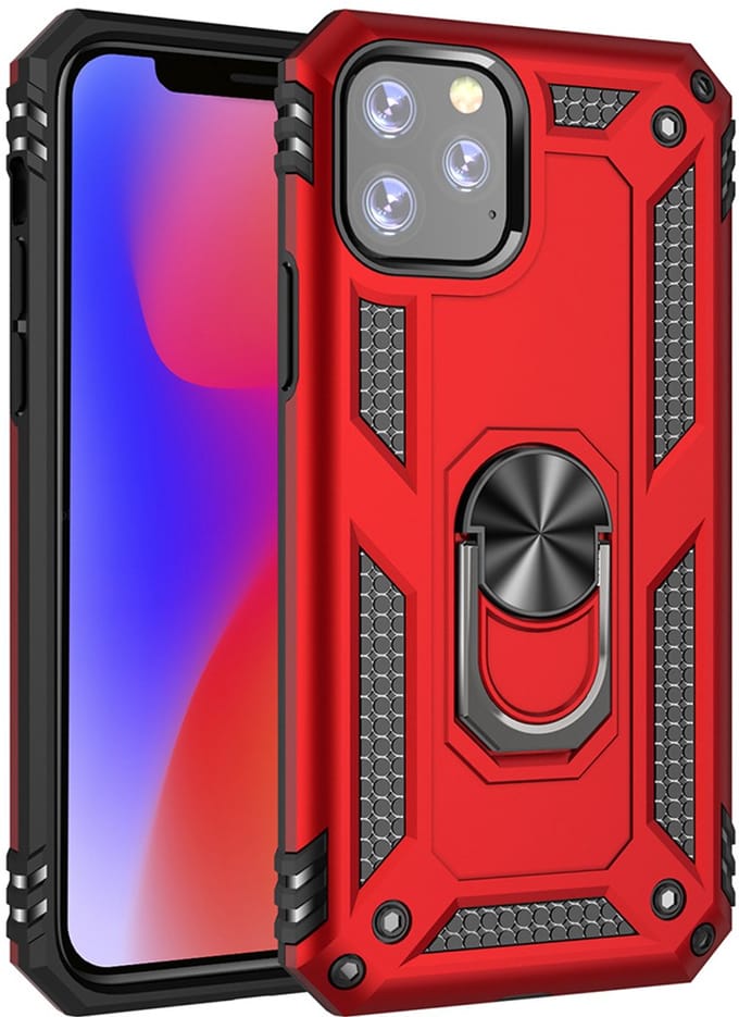 Ntech hoesje Geschikt voor iPhone 11 Pro Armor Ringhouder TPU - Rood