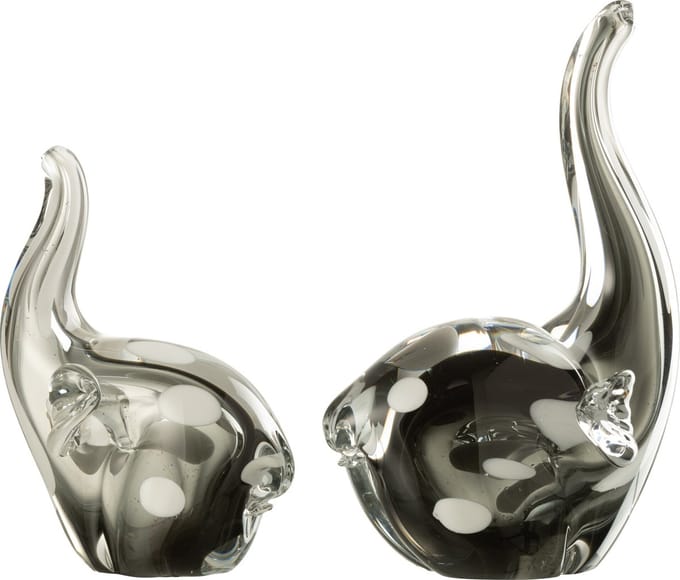 J-Line decoratie Olifant - glas - transparant/zwart - large