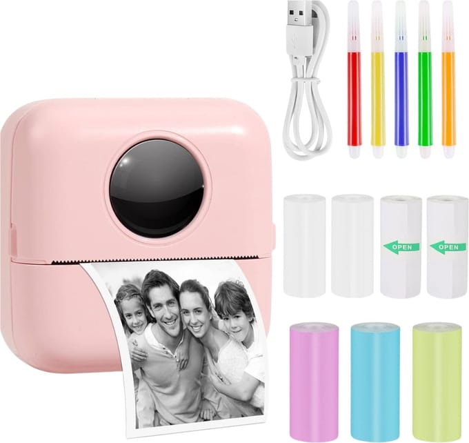 Sticker printer - Sticker maker - Sticker printer mini - Bluetooth - Roze
