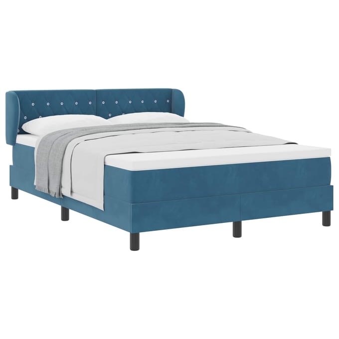 vidaXL - Boxspring - bed - met - hoofdeinde - Donkerblauw - 140 - x - 200 - cm - Fluweel