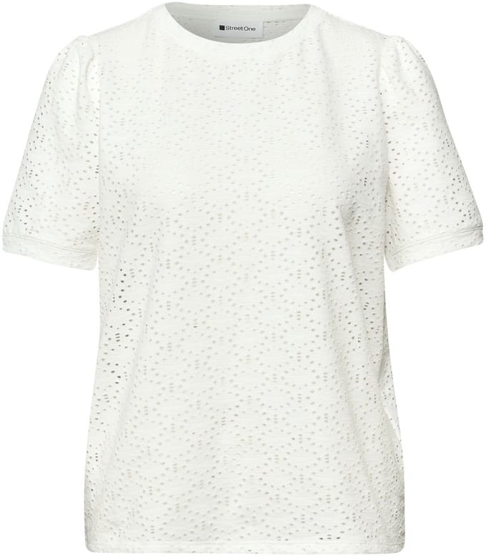 Shirt met korte mouwen en ronde hals in kant