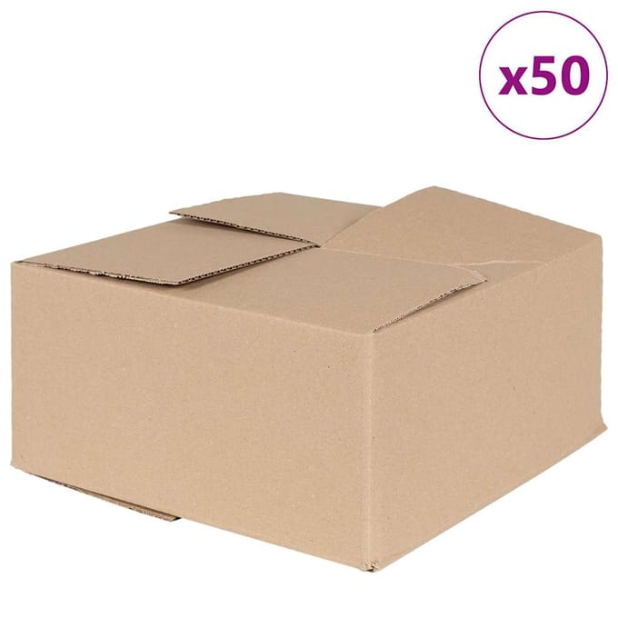 vidaXL - Vouwdoos - met - opslag - 50 - st - Naturel - 30 - x - 30 - x - 15 - cm - Karton