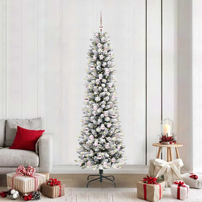 vidaXL - Kunstkerstboom - Wit - 210 - cm - PVC - en - Metaal - en - Plastic